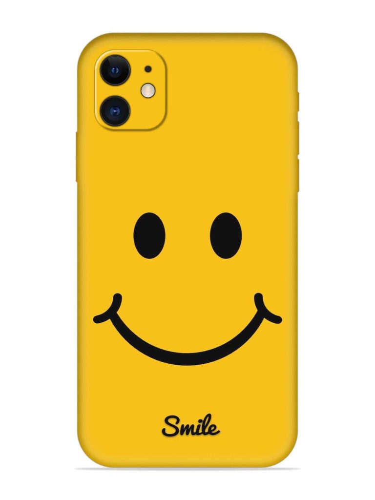 Yellow Smiley Embossed Soft Silicone Case for Apple Iphone 11