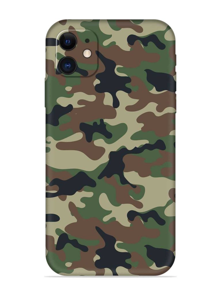 Army Military Camouflage Dark Green Embossed Soft Silicone Case for Apple Iphone 11