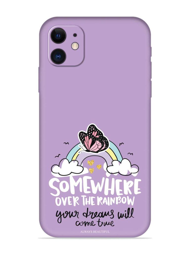 Rainbow Butterfly Design Embossed Soft Silicone Case for Apple Iphone 11