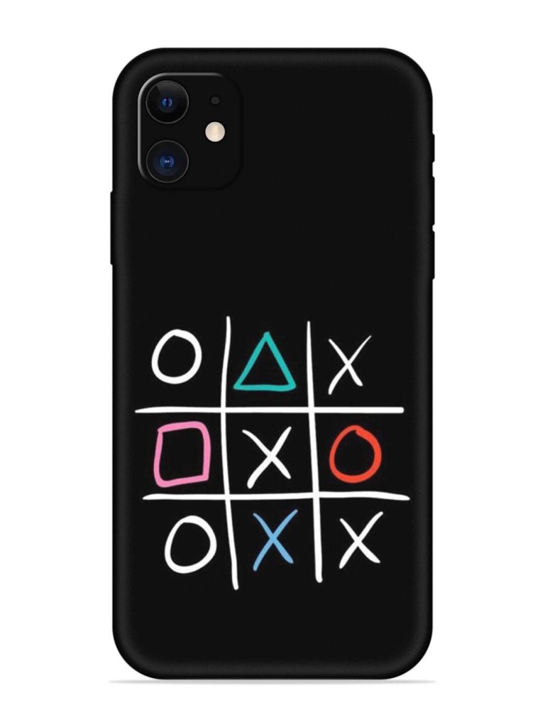 Super Neon Tic-Tac-Toe Embossed Soft Silicone Case for Apple Iphone 11