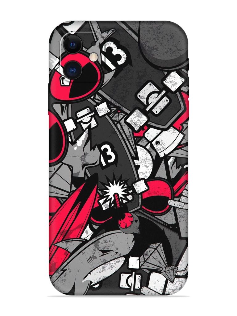 Fictional Doodle Embossed Soft Silicone Case for Apple Iphone 11