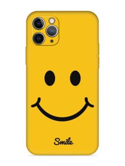 Yellow Smiley Embossed Soft Silicone Case for Apple Iphone 11 Pro