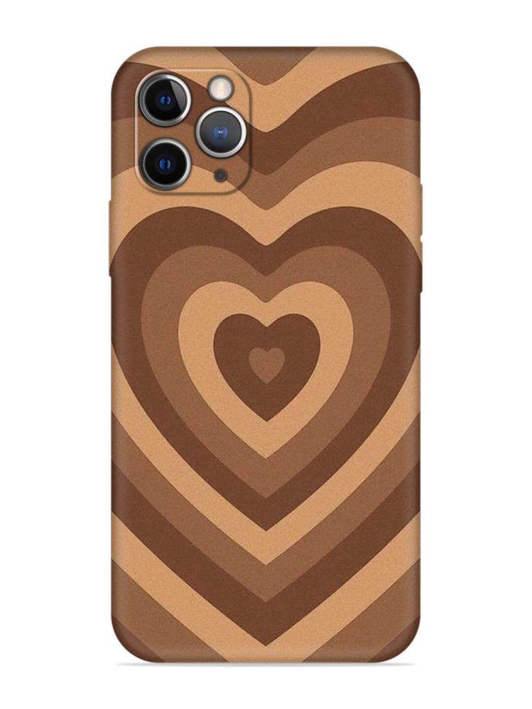 Brown Heart Embossed Soft Silicone Case for Apple Iphone 11 Pro