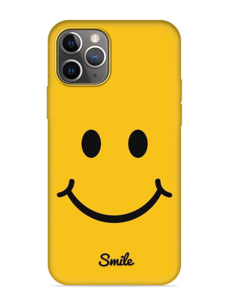 Yellow Smiley Embossed Soft Silicone Case for Apple Iphone 11 Pro Max