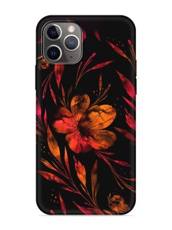 Red Flower Painting Embossed Soft Silicone Case for Apple Iphone 11 Pro Max