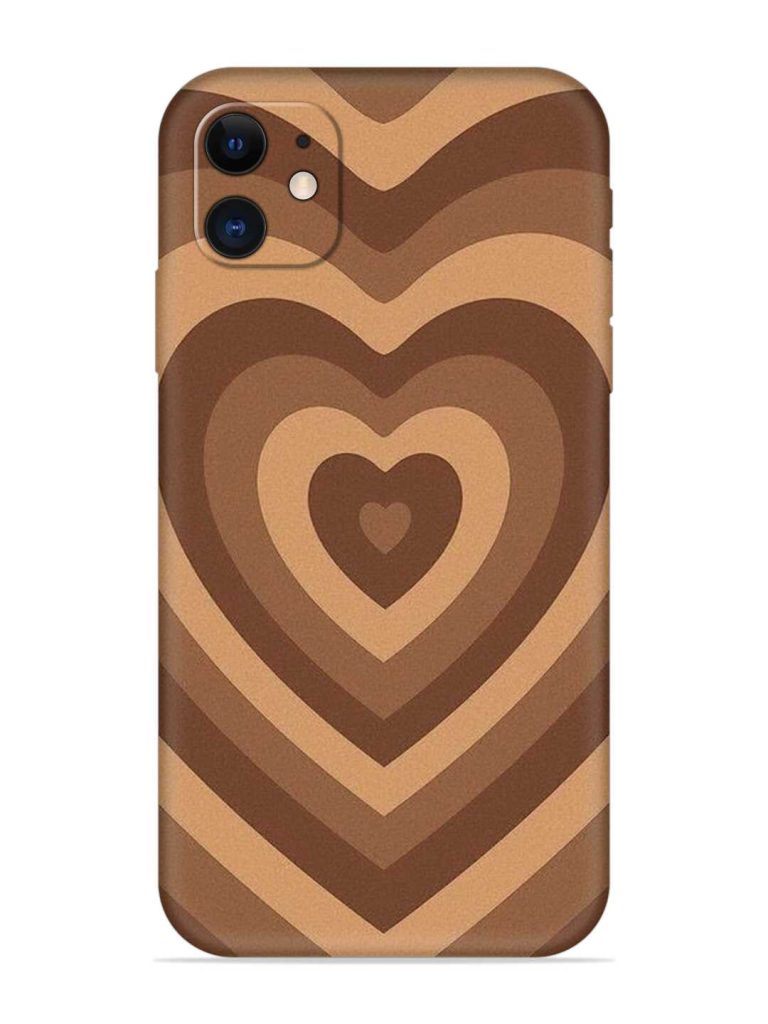 Brown Heart Embossed Soft Silicone Case for Apple Iphone 12