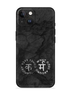 Karma Hindi Word Embossed Soft Silicone Case for Apple Iphone 14