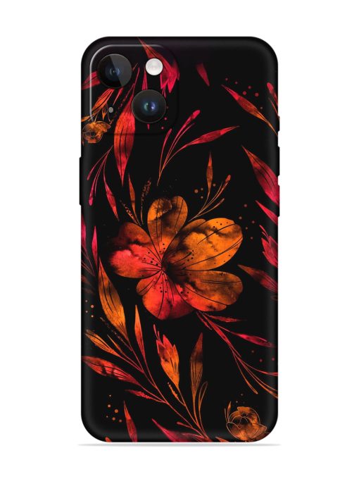 Red Flower Painting Embossed Soft Silicone Case for Apple Iphone 14 Edge Zapvi