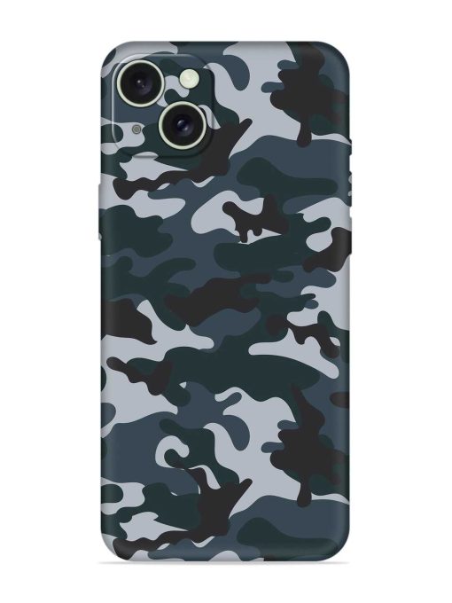 Dark Blue Army Military Art Embossed Soft Silicone Case for Apple Iphone 15 Plus Edge Zapvi