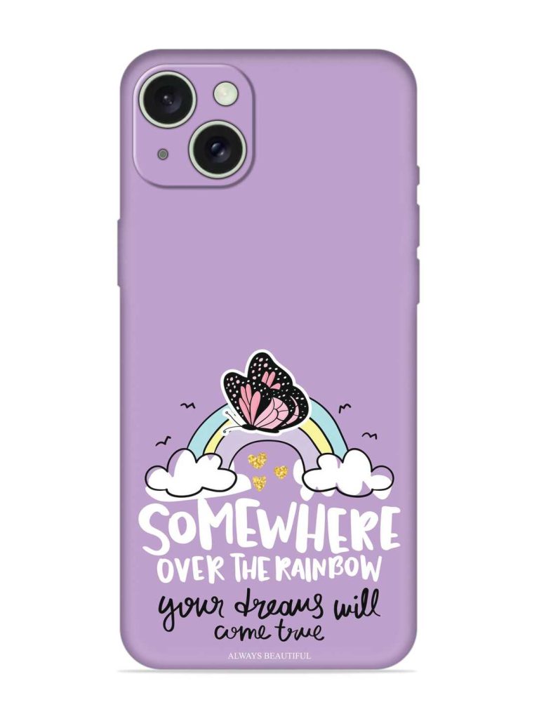 Rainbow Butterfly Design Embossed Soft Silicone Case for Apple Iphone 15 Plus