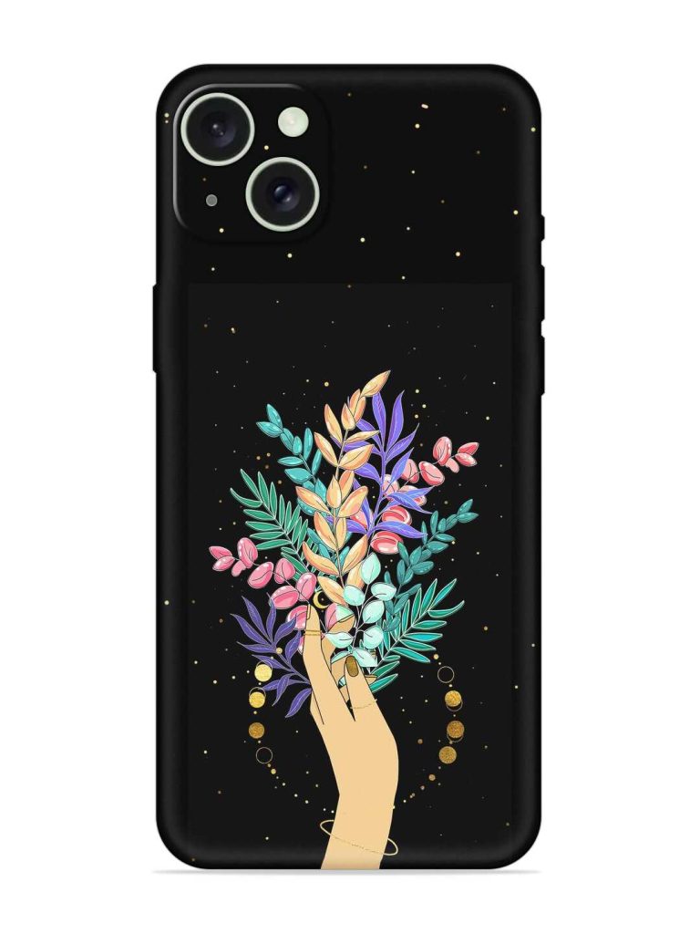 Flower On Hand Embossed Soft Silicone Case for Apple Iphone 15 Plus