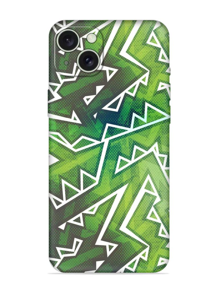 Green Graffiti Seamless Embossed Soft Silicone Case for Apple Iphone 15 Plus