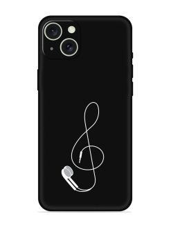 Music Earphone Vector Embossed Soft Silicone Case for Apple Iphone 15 Plus