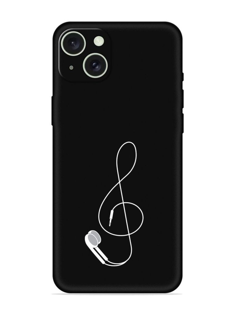 Music Earphone Vector Embossed Soft Silicone Case for Apple Iphone 15 Plus