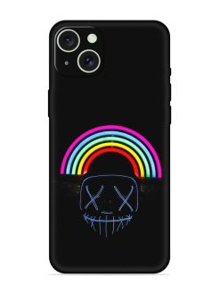 Mask Rainbow Embossed Soft Silicone Case for Apple Iphone 15 Plus