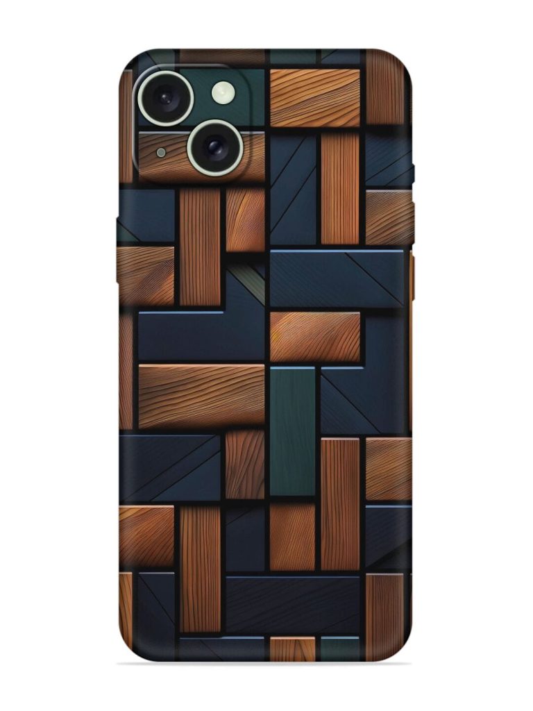 Wooden Background Cubes Embossed Soft Silicone Case for Apple Iphone 15 Plus