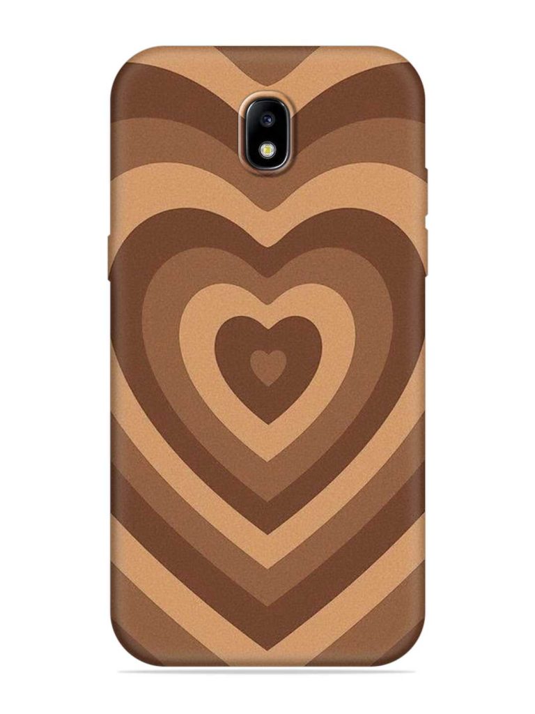 Brown Heart Embossed Soft Silicone Case for Samsung Galaxy J7 (2017)
