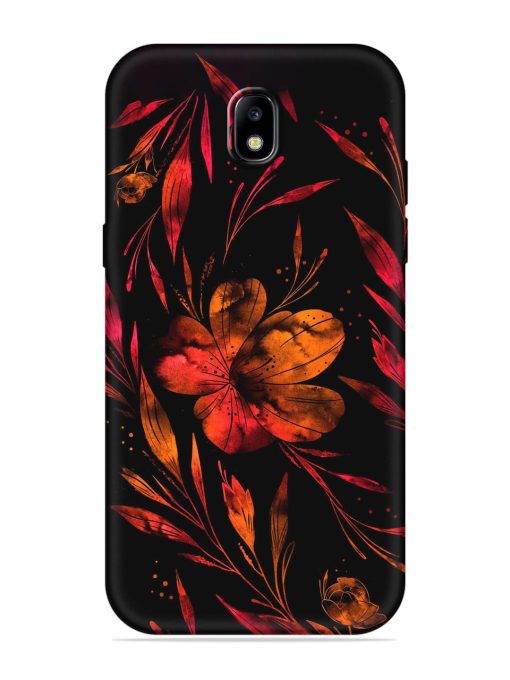 Red Flower Painting Embossed Soft Silicone Case for Samsung Galaxy J7 (2017) Edge Zapvi