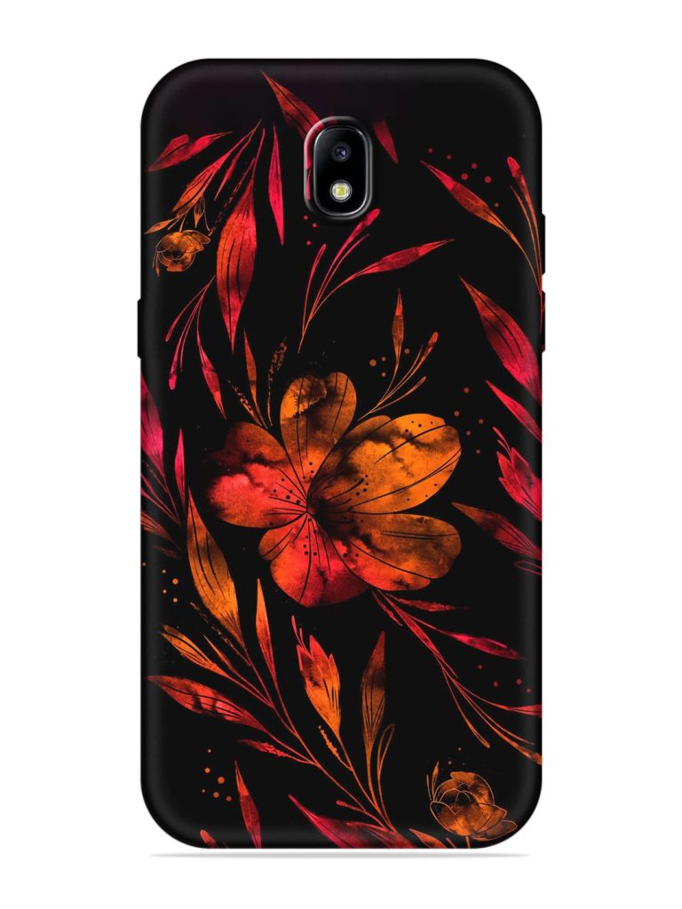 Red Flower Painting Embossed Soft Silicone Case for Samsung Galaxy J7 (2017)