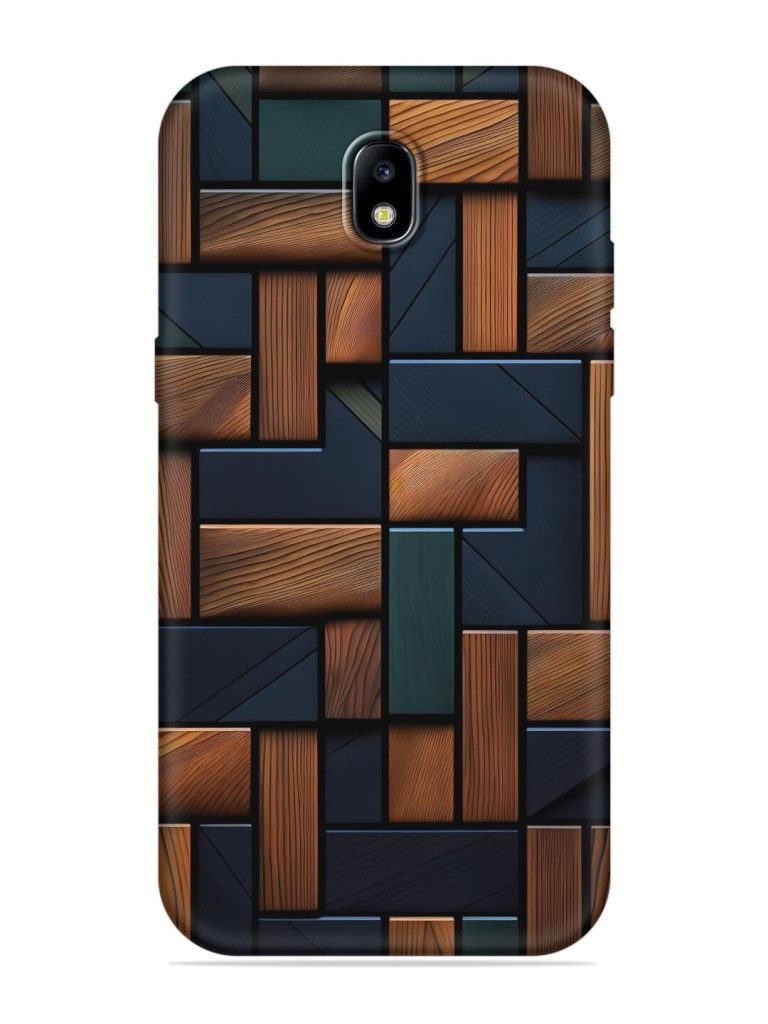 Wooden Background Cubes Embossed Soft Silicone Case for Samsung Galaxy J7 (2017)