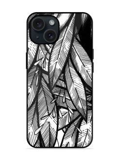 Black And White Tree Leave Glossy Metal TPU Case