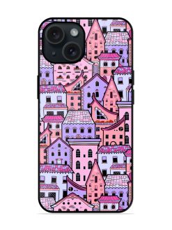 Seamless Pattern Houses Glossy Metal TPU Case