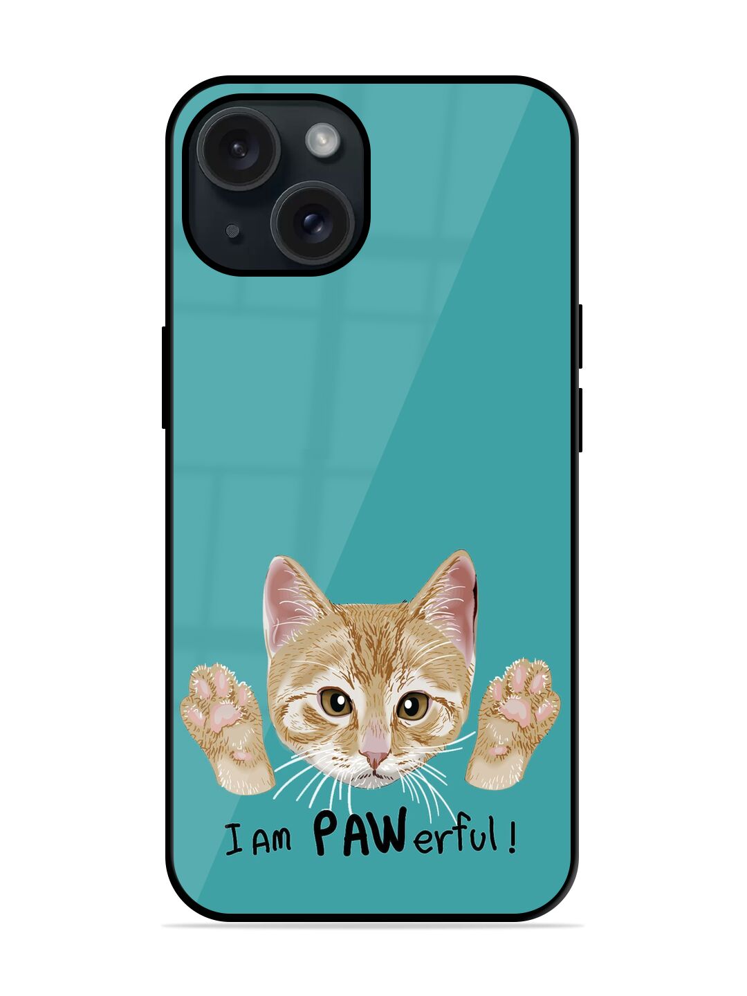 Typography Slogan Cat Glossy Metal TPU Case - Image 1