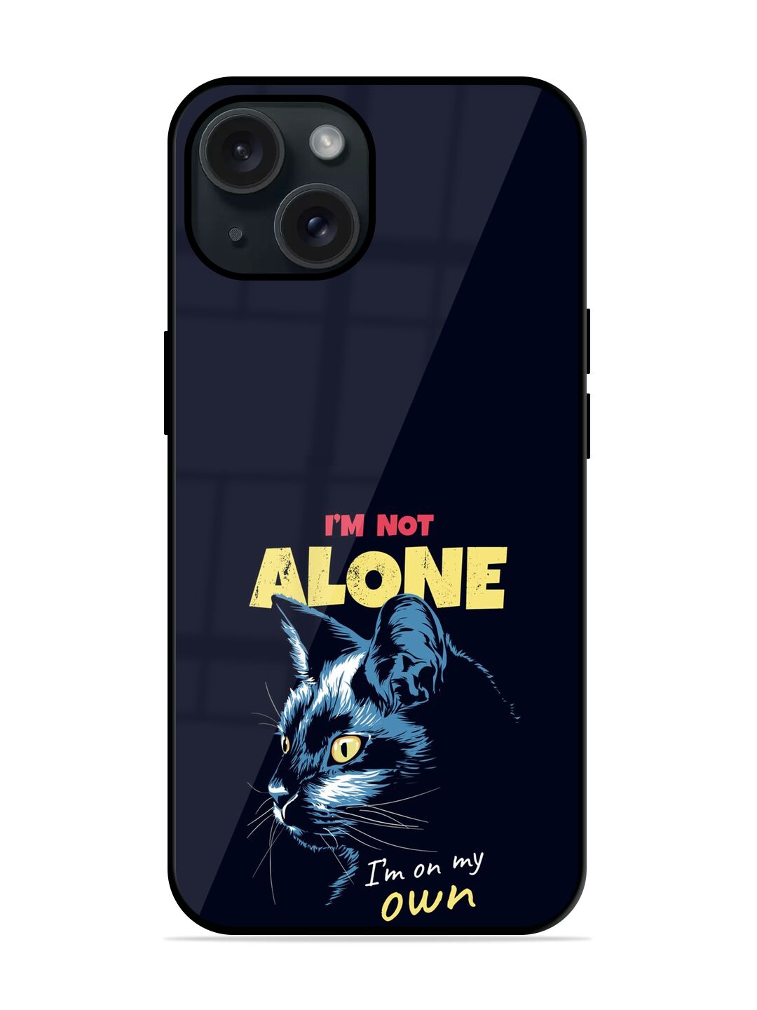 Slogan Black Cat Glossy Metal TPU Case - Image 1
