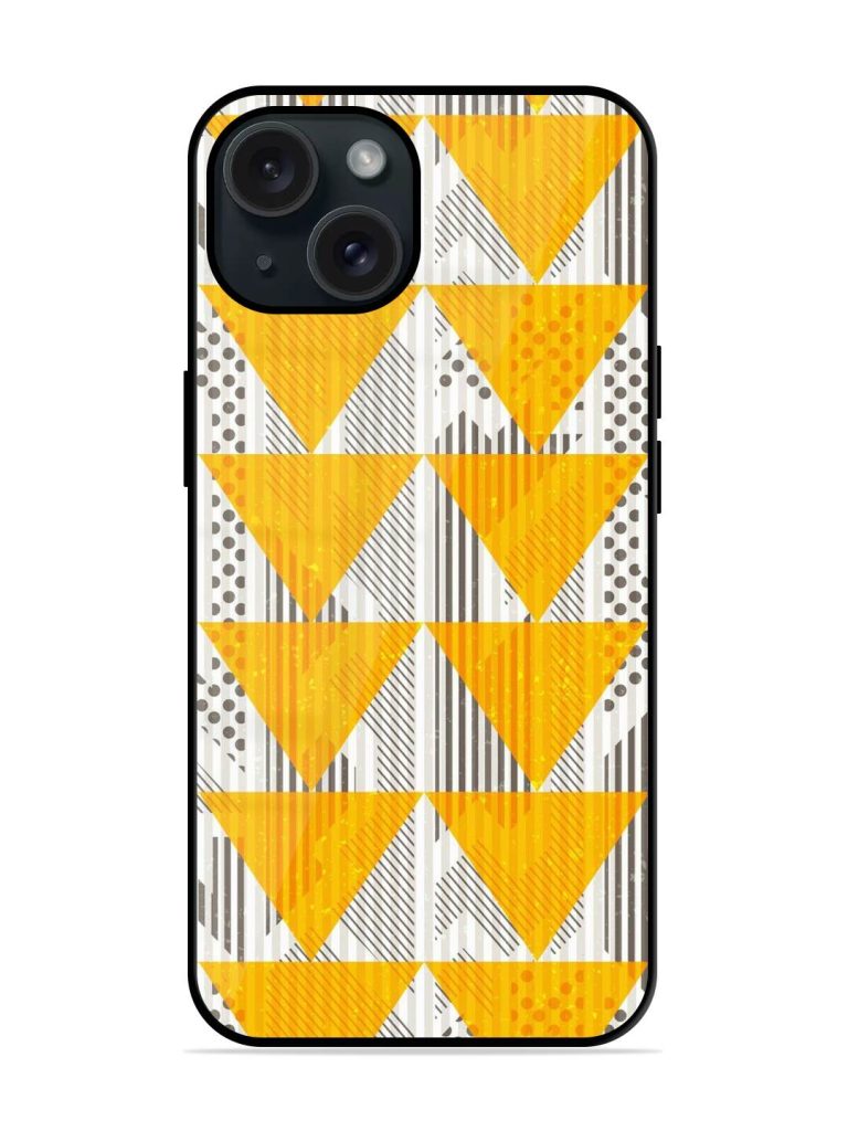 Vintage Yellow Triangles Glossy Metal TPU Case