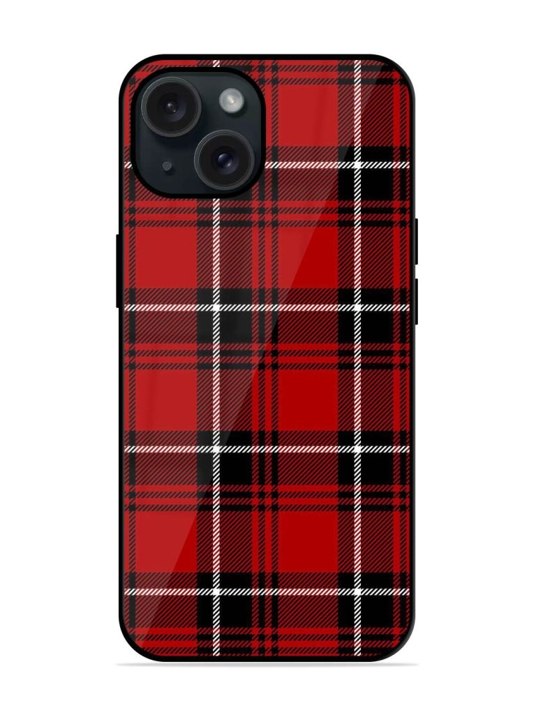 Black Red Tartan Glossy Metal TPU Case