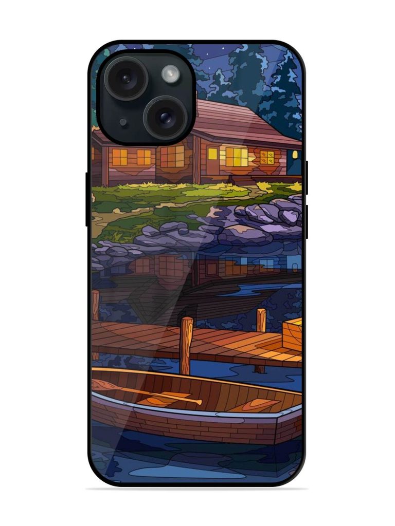 Village Night Scene Glossy Metal TPU Case