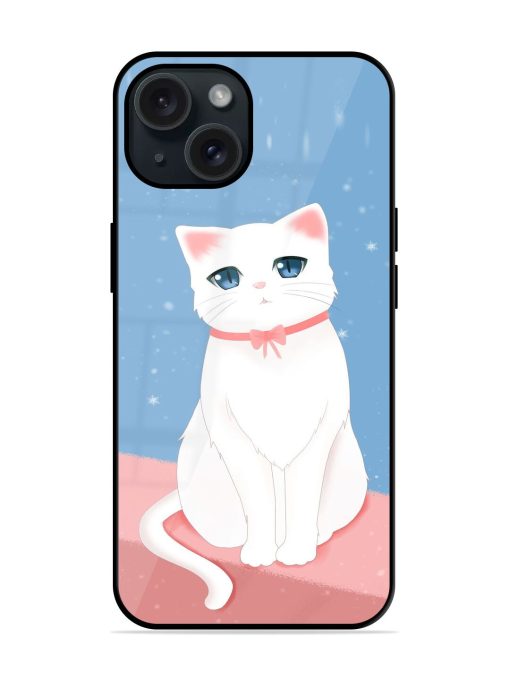 Cute White Cat Glossy Metal TPU Case Edge Zapvi