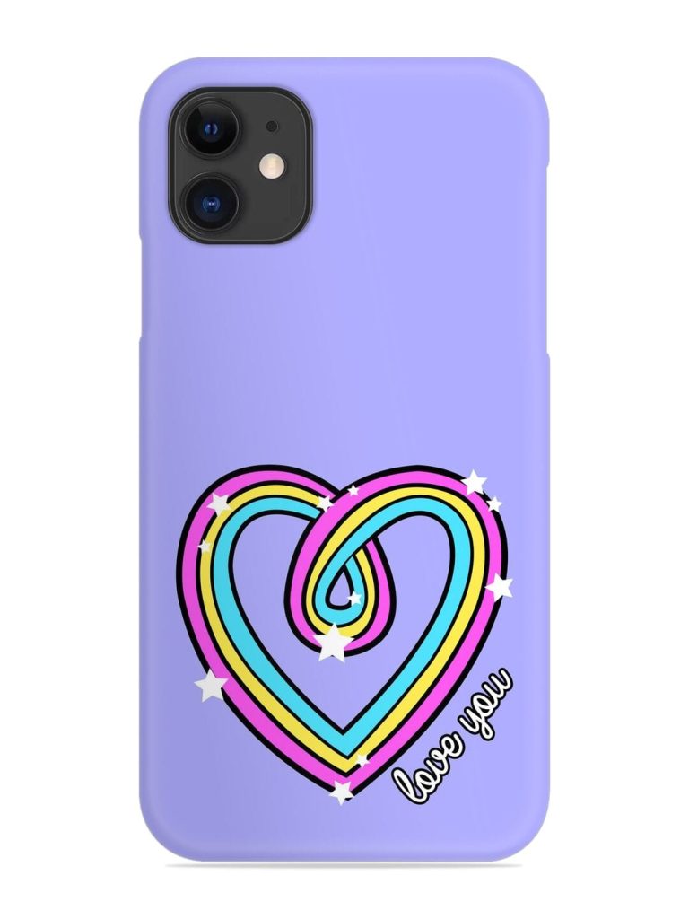 Colorful Rainbow Heart Snap Case for Apple Iphone 11