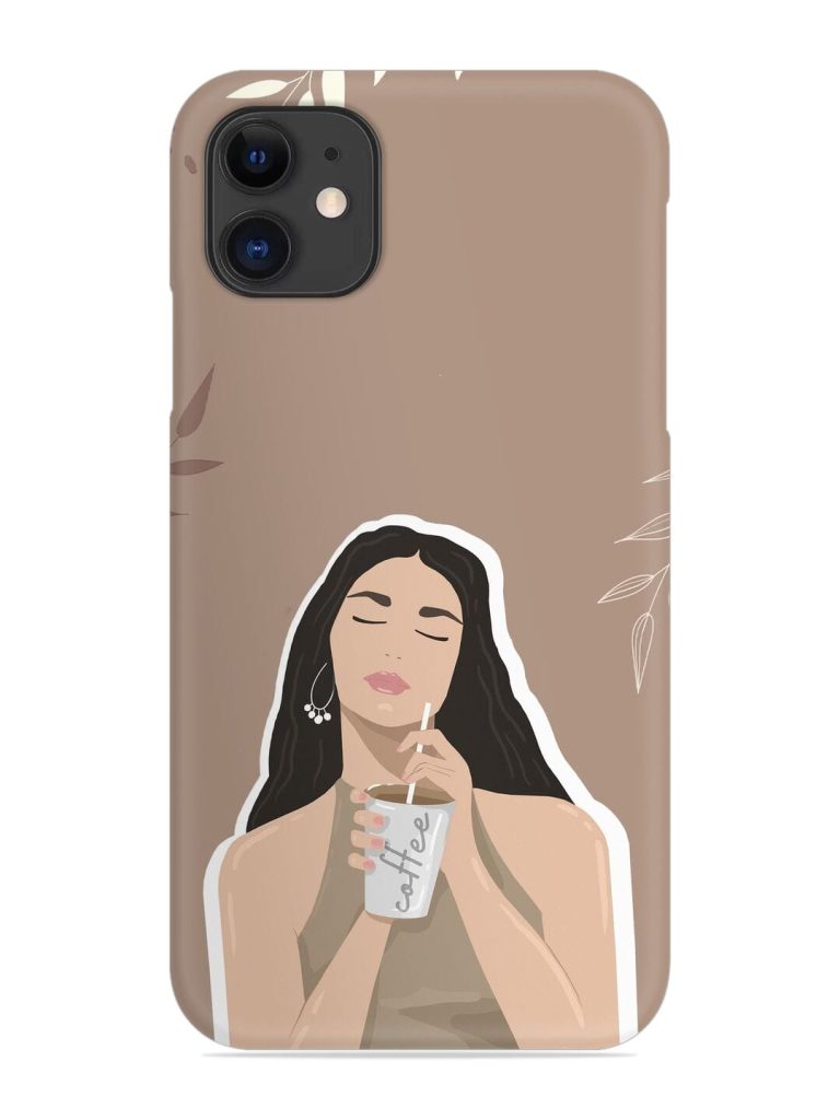 Girl With Coffee Snap Case for Apple Iphone 11