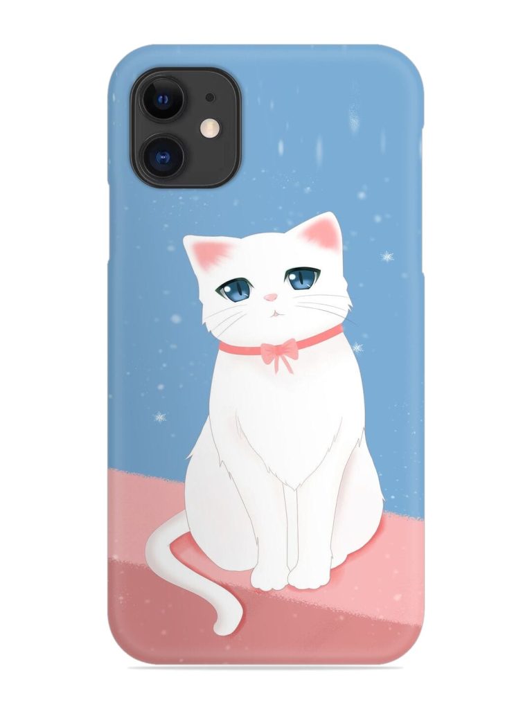 Cute White Cat Snap Case for Apple Iphone 12