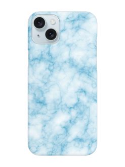 Blue White Natural Marble Snap Case for Apple Iphone 15 Plus
