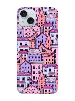 Seamless Pattern Houses Snap Case for Apple Iphone 15 Plus