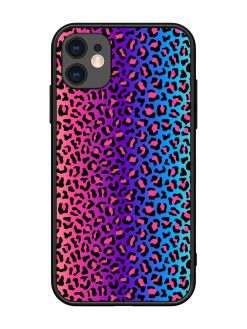 Colorful Leopard Seamless Glossy Metal Phone Cover for Apple Iphone 11