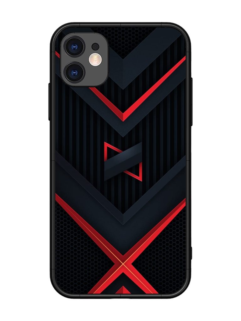 Red Gray Abstract Glossy Metal Phone Cover for Apple Iphone 11