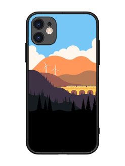 Minimal Mountain Vector Glossy Metal Phone Cover for Apple Iphone 11