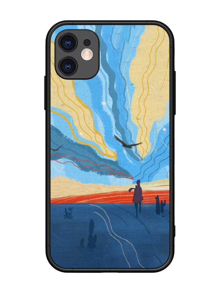 Minimal Abstract Landscape Glossy Metal Phone Cover for Apple Iphone 11