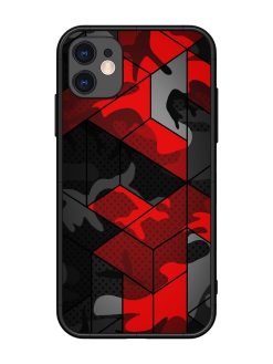 Royal Red Camouflage Pattern Glossy Metal Phone Cover for Apple Iphone 11
