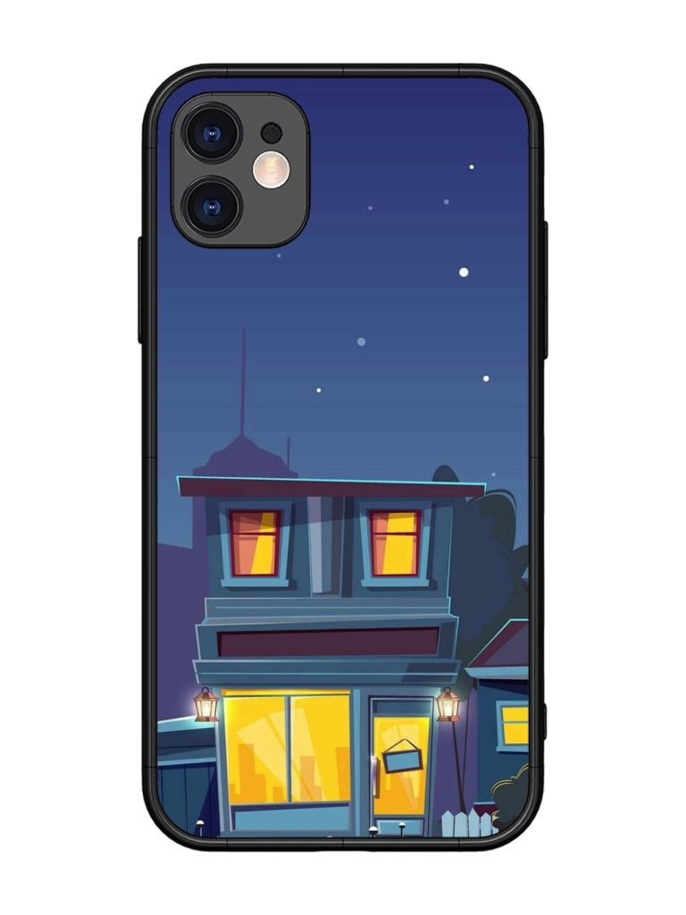Vector Night House Glossy Metal Phone Cover for Apple Iphone 11