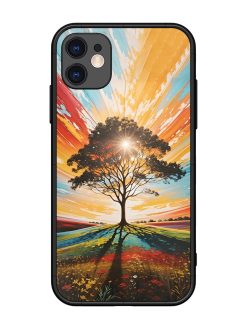 Abstract Tree Colorful Art Glossy Metal Phone Cover for Apple Iphone 11