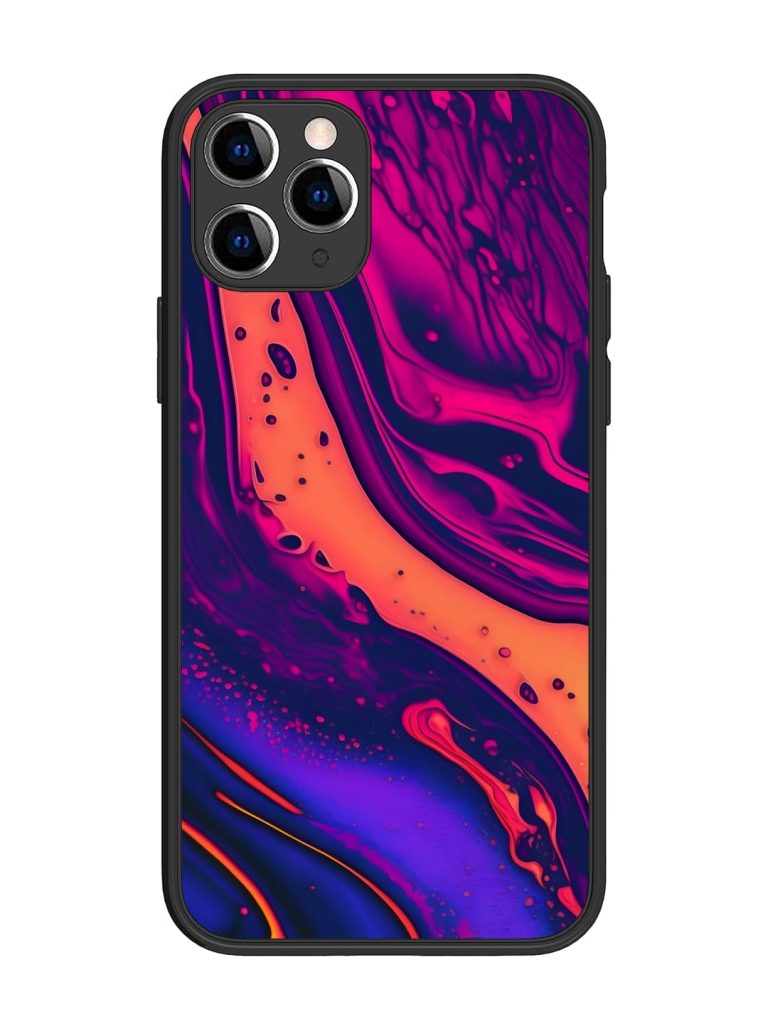 Fluid Blue Pink Art Glossy Metal Phone Cover for Apple Iphone 11 Pro