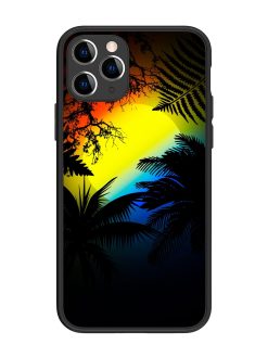 Colorful Sunset With Palm Trees Glossy Metal Phone Cover for Apple Iphone 11 Pro
