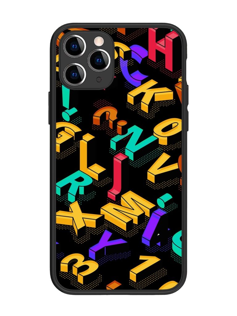 Seamless Pattern With Letters Glossy Metal Phone Cover for Apple Iphone 11 Pro