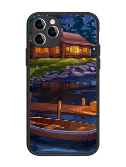 Village Night Scene Glossy Metal Phone Cover for Apple Iphone 11 Pro