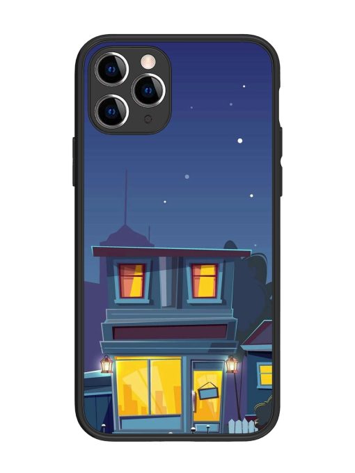 Vector Night House Glossy Metal Phone Cover for Apple Iphone 11 Pro Edge Zapvi