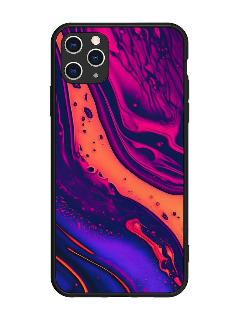 Fluid Blue Pink Art Glossy Metal Phone Cover for Apple Iphone 11 Pro Max